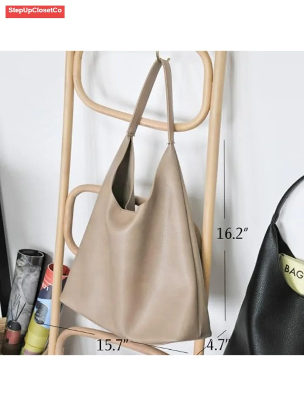 Hobo Bag Women Soft Vegan Leather Slouchy Tote Shoulder Purse